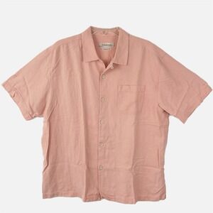 TOMMY BAHAMA Peach 100% Silk Regular Fit Resort Wear Button Up Size XL Vacation‎
